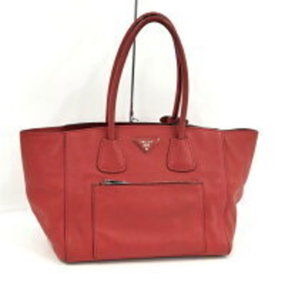 PRADA Vitello Phoenix Handbag Leather Red